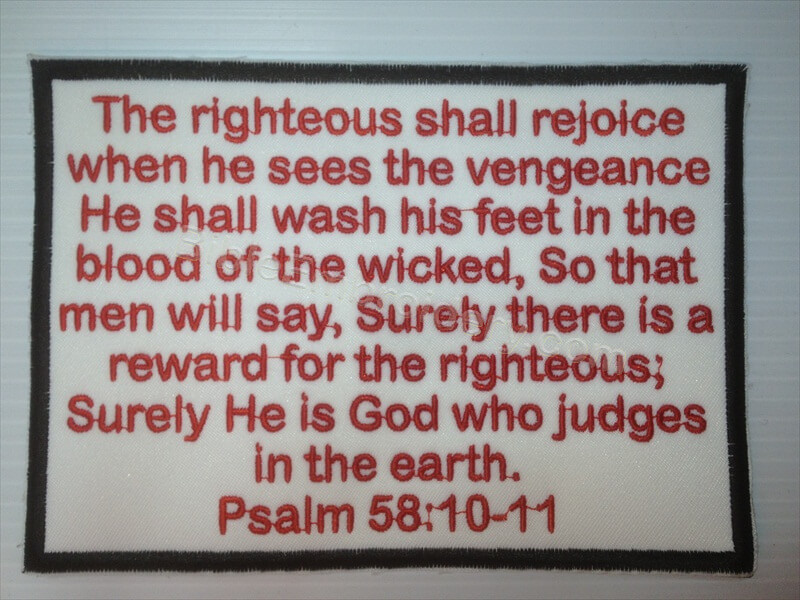Bible Embroidery Christian Emblems And Christian Patches psalm-58-10-the-righteous-will-rejoice-when-they-see-they-are-avenged